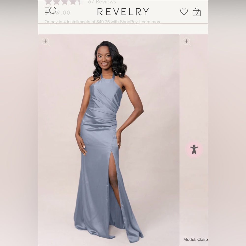 Revelry Fallon Satin Halter Gown in French Blue